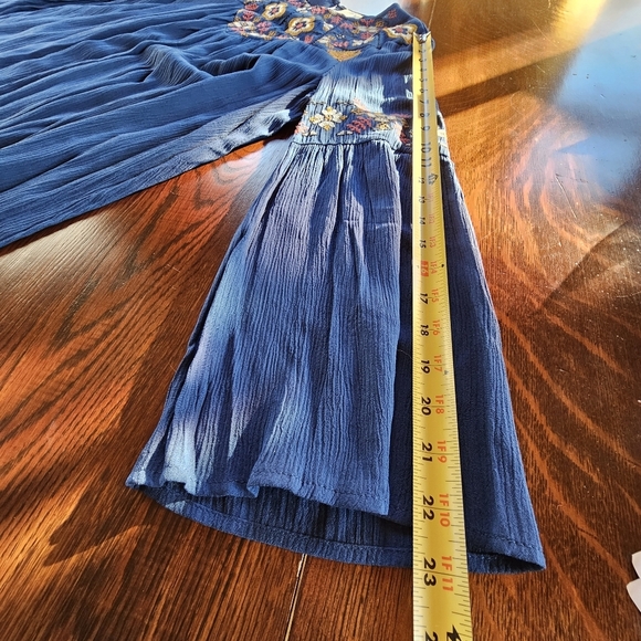 NWT Francesca's Blue Rain Waverly Floral Embroidered Boho Long Sleeve Mini Dress - Picture 11 of 16